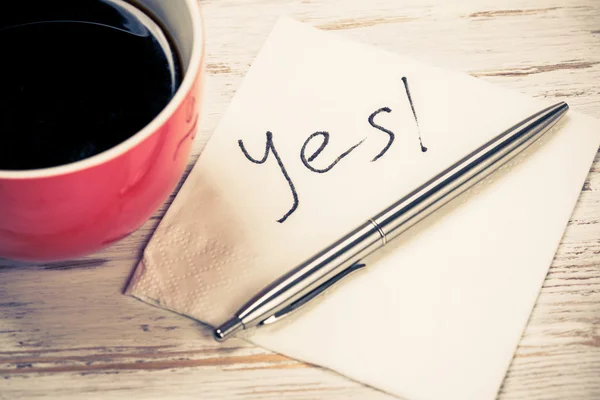 Message written on napkin — Stock Photo, Image