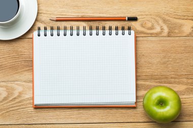 kahve ile boş not defteri