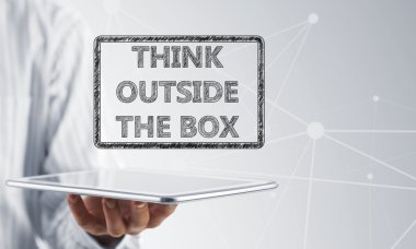 Thinking outside the box concept clipart