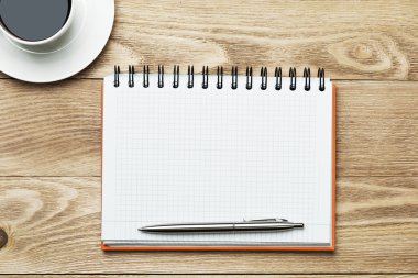 kahve ile boş not defteri