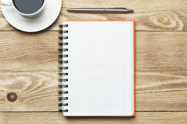 kahve ile boş not defteri