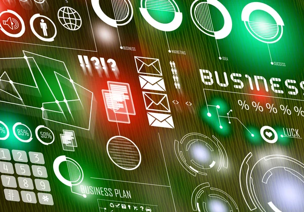 Business image with icons on media screen — Stock Photo, Image