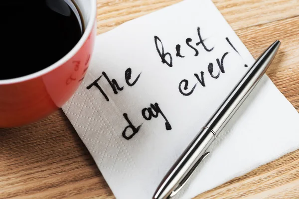 Romantic message written on napkin — Stock Photo, Image