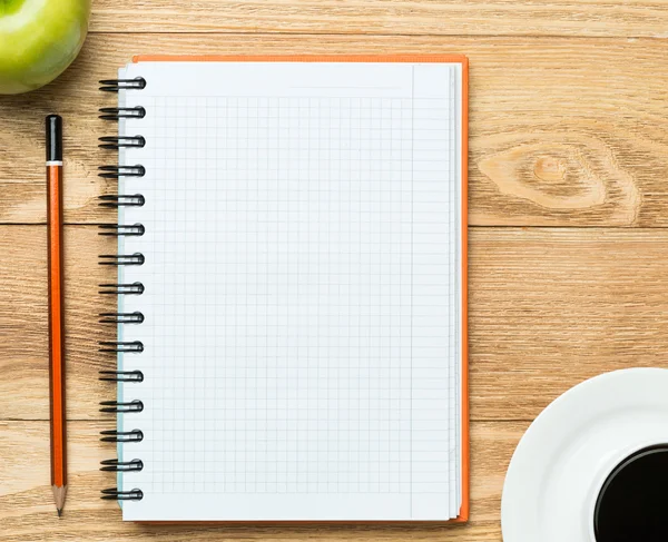 Blank notepad with cup of coffee — Stock Photo, Image