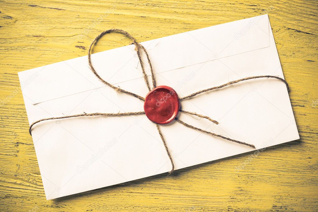 White envelope with wax seal