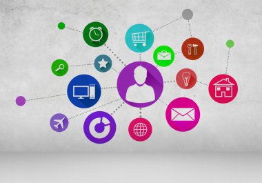 renkli uygulama simgeleri duvar