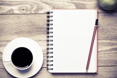 Kağıt kahve, apple ve kalem ile