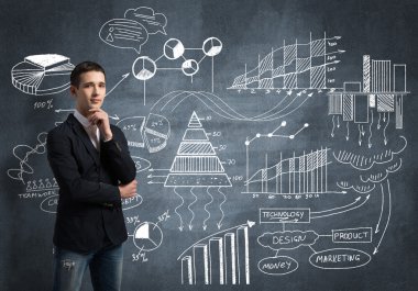 düşünceli erkek ve çizimler 