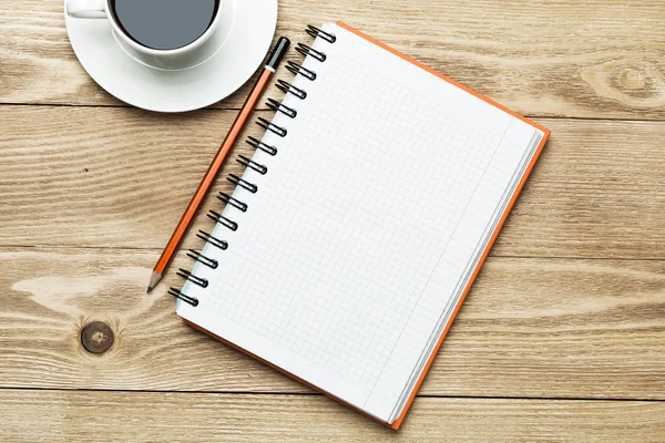 White blank with  coffee and pencil — Stock Photo, Image