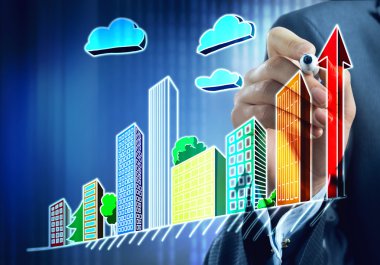 Mimari tasarımcısı fikirler çizer