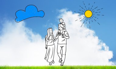 Genç mutlu aile el çekilmiş