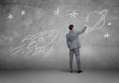 işadamı çizim roket 