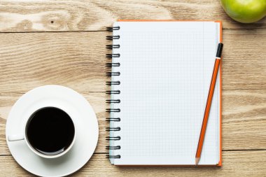 Kağıt kahve, apple ve kalem ile