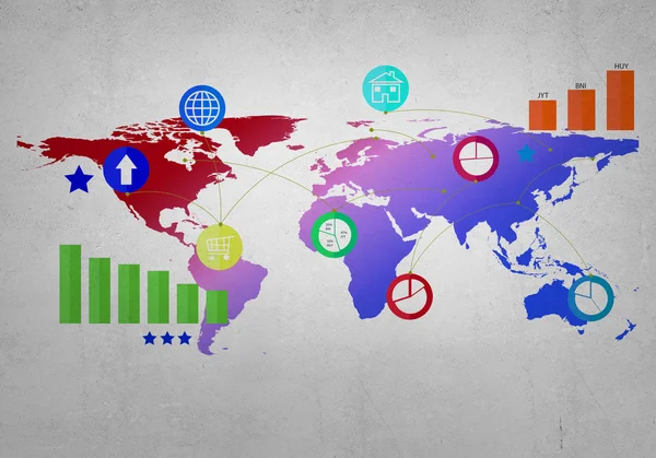 Mapa mundial en la pared —  Fotos de Stock