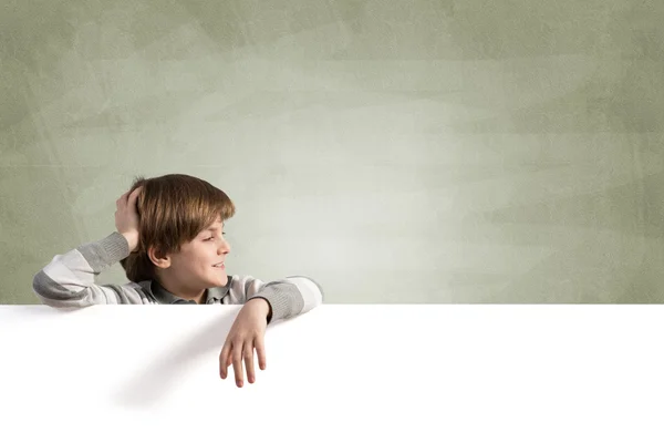 Cute boy with blank board — Stock Photo, Image