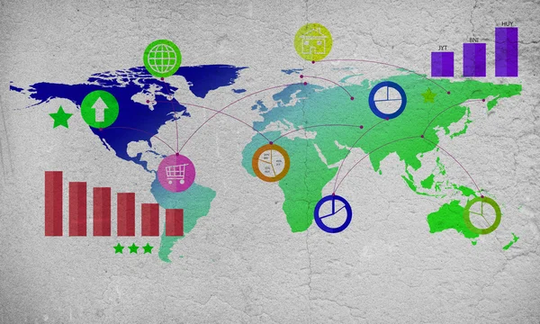 Mapa mundial en la pared —  Fotos de Stock