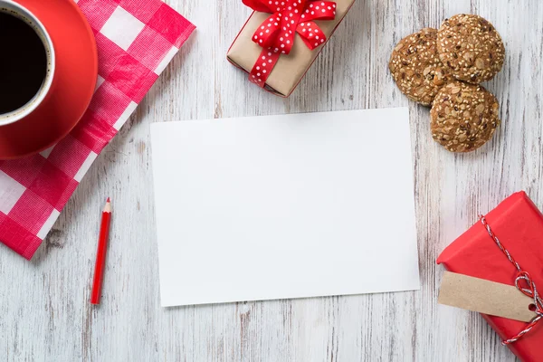 Papel de receita com xícara de café — Fotografia de Stock