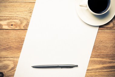 fincan kahve ve kalem ile boş 