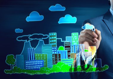 Mimari tasarımcısı fikirler çizer