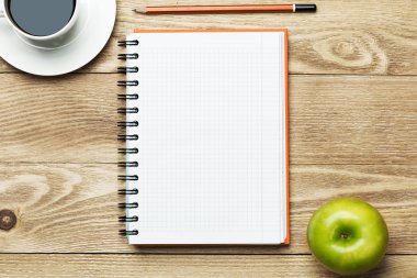 Kağıt kahve, apple ve kalem ile