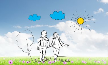 Elle çizilmiş mutlu aile 