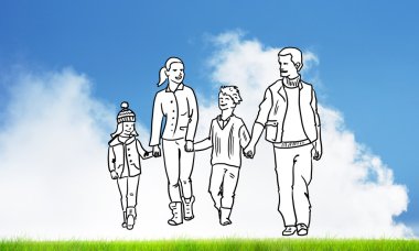 Elle çizilmiş mutlu aile