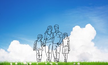 Elle çizilmiş mutlu aile