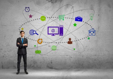 İşadamı ve renk simgeleri 