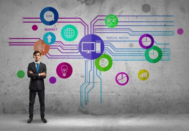 İşadamı ve renk simgeleri 