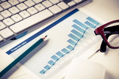 İş işyeri ile klavye ve diyagramları