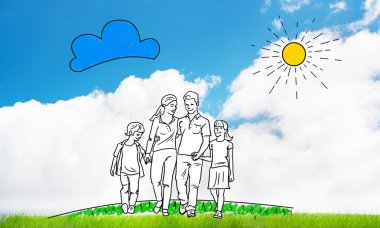 Elle çizilmiş mutlu aile