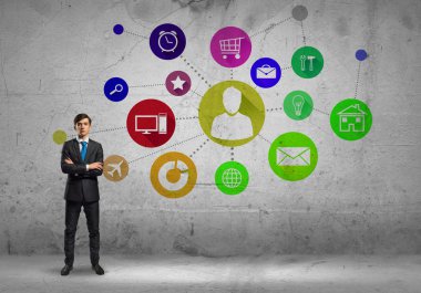 İşadamı ve renk simgeleri 