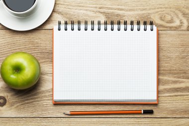 Kağıt kahve, apple ve kalem ile