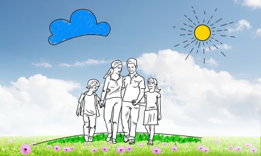 Elle çizilmiş mutlu aile