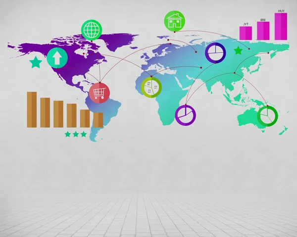 Mapa mundial en la pared —  Fotos de Stock