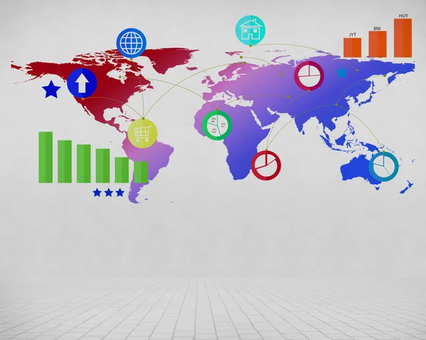 Mapa mundial en la pared —  Fotos de Stock