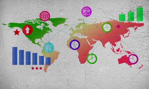 Mapa mundial en la pared —  Fotos de Stock