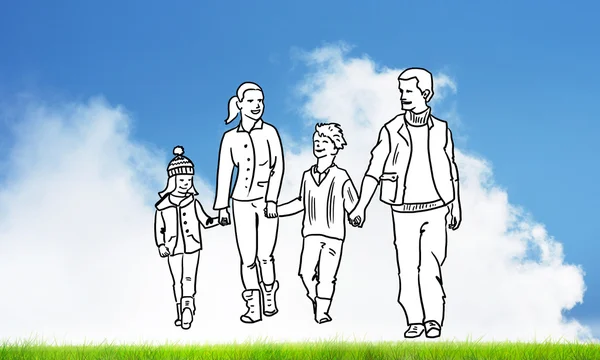 Elle çizilmiş mutlu aile