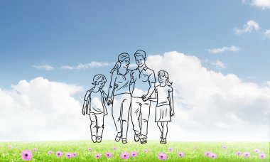 Elle çizilmiş mutlu aile