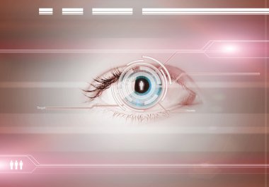 Dijital ikili arka plan üzerinde insan gözü