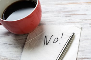 Peçete üzerinde kelime Hayır