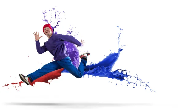 Man hip hop dancer jumping — Stock Photo, Image