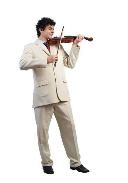 Businessman playing violin — Stock Photo, Image