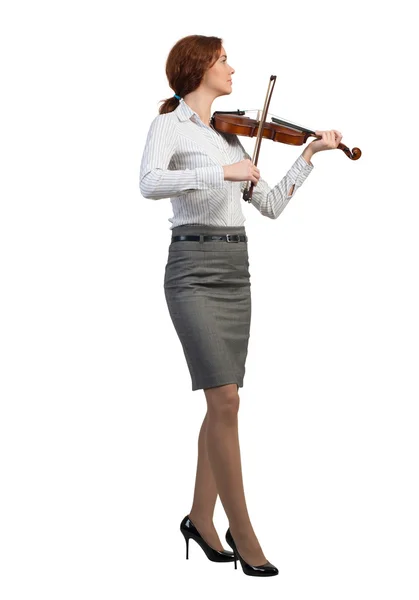 Femme d'affaires jouant du violon — Photo