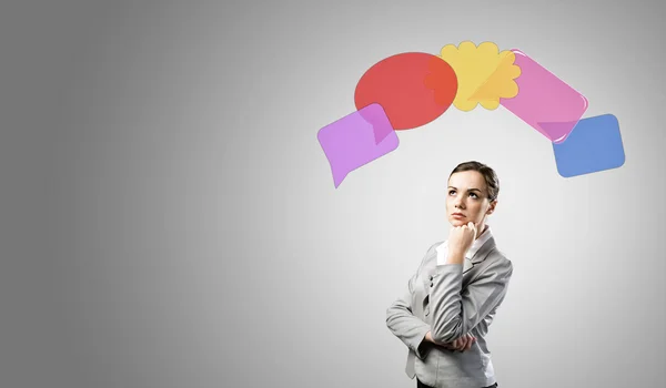 Woman thinking about something — Stock Photo, Image