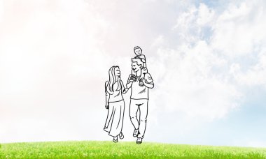 Elle çizilmiş mutlu aile