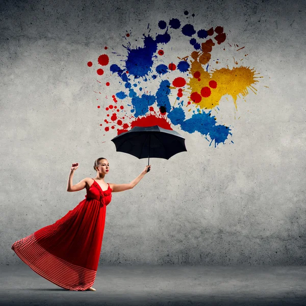 Bailarina en vestido rojo —  Fotos de Stock