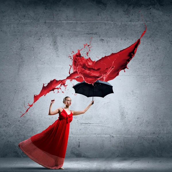 Ballerina in abito rosso — Foto Stock