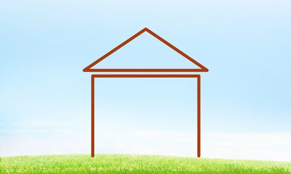 House on sky landscape — Stock Photo, Image