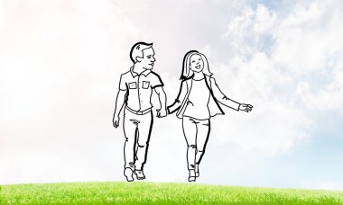 Elle çizilmiş mutlu aile